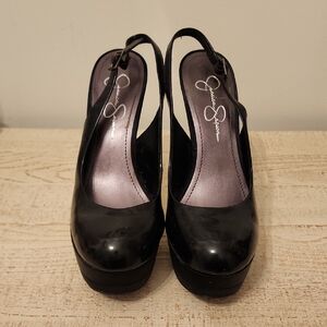 Jessica Simpson Glossy Black Platform Heels 7.5